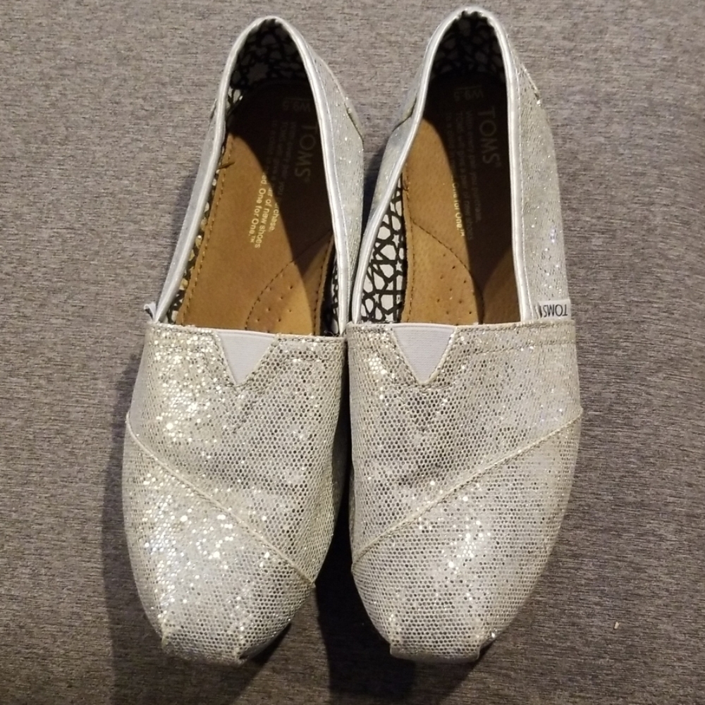 Toms Silver Sparkly Shoes